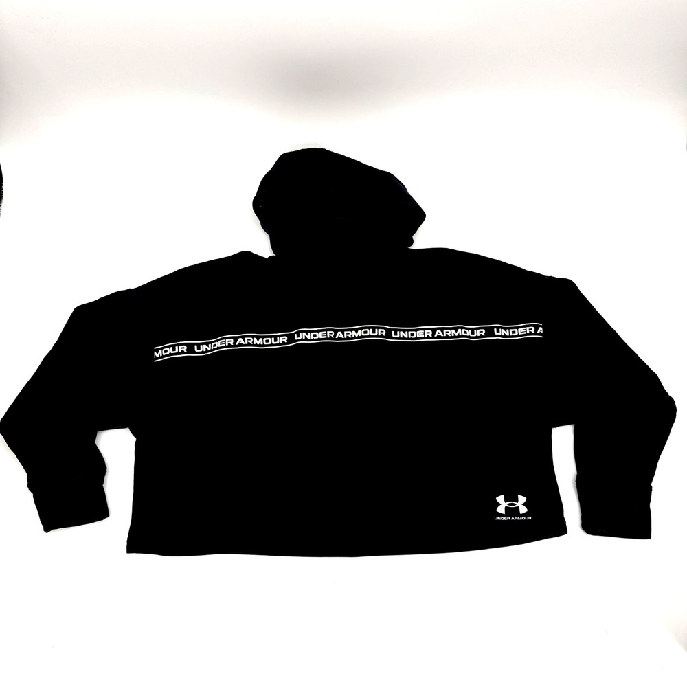 Under Armour Women's Rival Terry Crop Hoodie - Black, Size Medium - Loose Fit